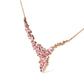 Rose Gold Brown Diamond and Oval Pink Sapphire Cluster-Cascade-Statement-Station Necklace