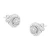 Silver Round-and-Baguette-Cut Diamond Love Knot Stud Earrings