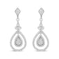 White Gold Round Diamond Openwork Teardrop-Shaped Dangle Earrings