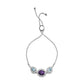 Silver Oval Amethyst and Pear Blue Topaz with Diamond Accent Lariat Bracelet