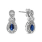 Silver Pear Blue Sapphire and Diamond Accent Infinity Drop Stud Earrings