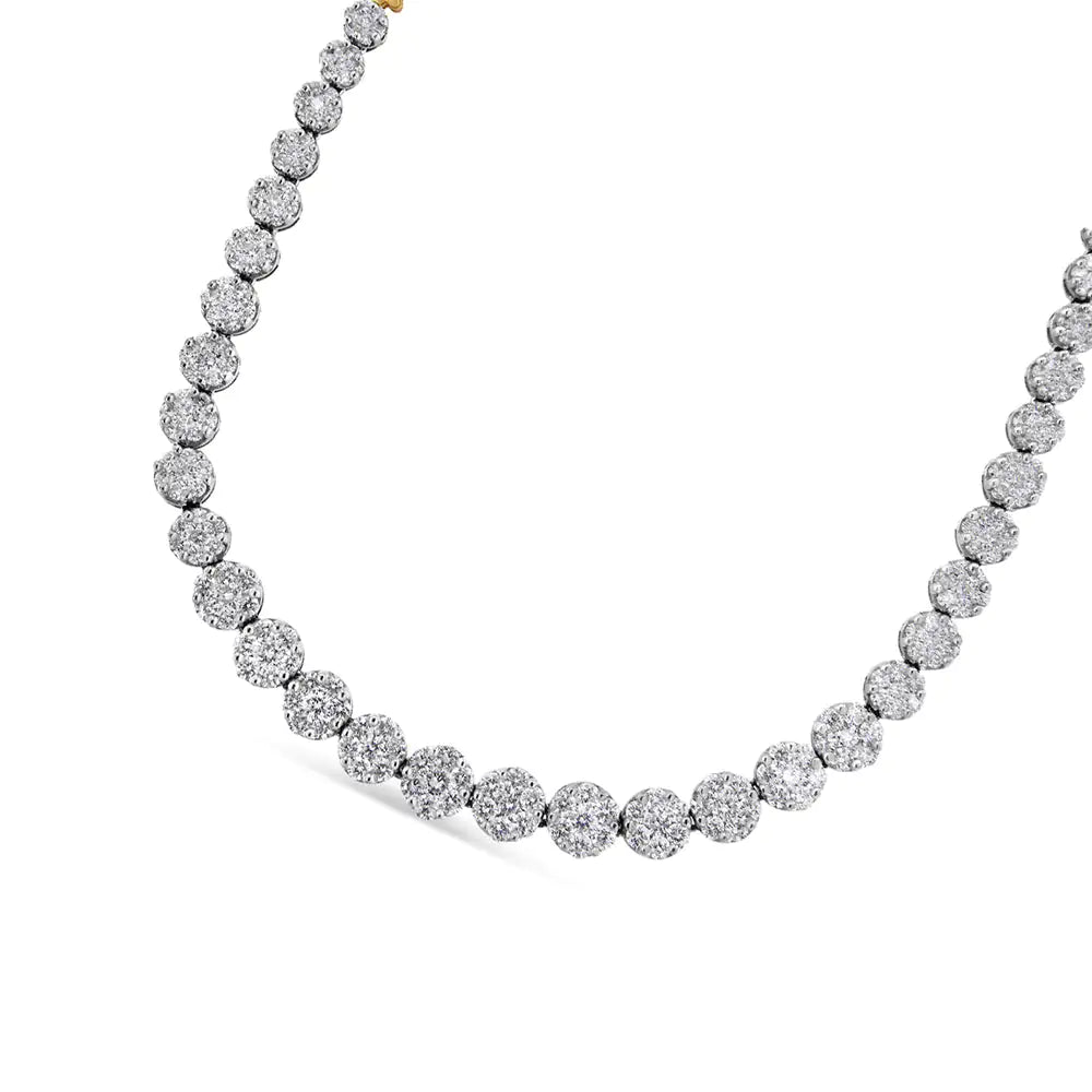 Yellow Gold Pavé-Set Round-Cut Diamond Riviera Statement Necklace