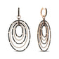 Rose Gold Round Black-and-White Diamond Graduated Hoop Dangle Earrings