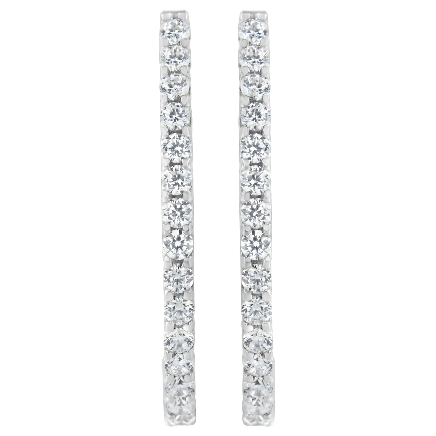 White Gold Round Brilliant-Cut Diamond Hoop Earrings