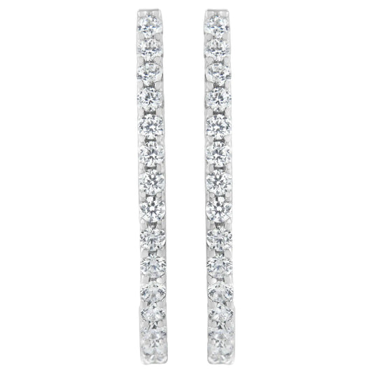 White Gold Round Brilliant-Cut Diamond Hoop Earrings