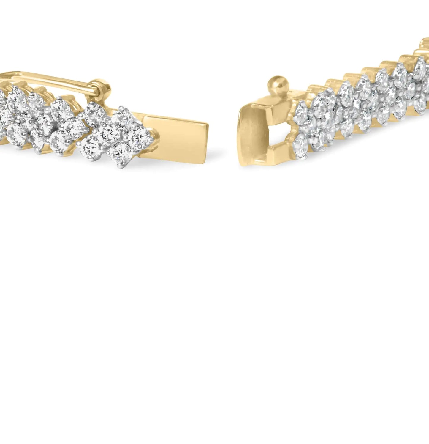 Yellow Gold Diamond Trio Cluster Link Bracelet