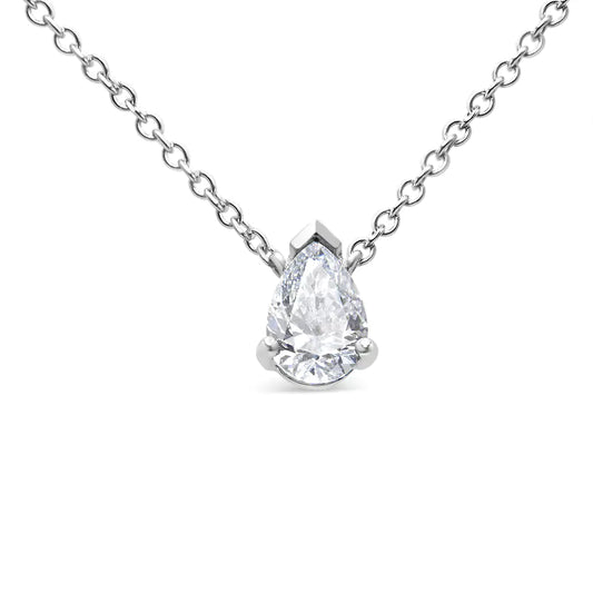 White Gold Diamond Pear Pendant Necklace