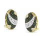 Black-and-White Rhodium Yellow Gold White-and-Blue Diamond Oval Stud Earrings