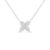 White Gold Round Brilliant-Cut Diamond Marquise-Shaped Four-Leaf Clover Pendant Necklace