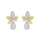 White-and-Yellow Gold Round Pavé-Set Diamond Teardrop and Marquise-Shape Drop-Dangle Earrings