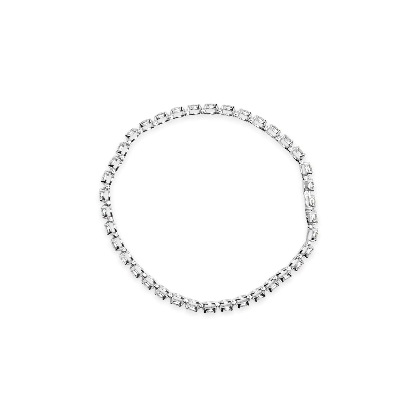 White Gold Diamond Bezel-Link-Style Tennis Bracelet