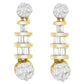 Yellow Gold Round-Cut and Baguette-Cut Diamond Earrings