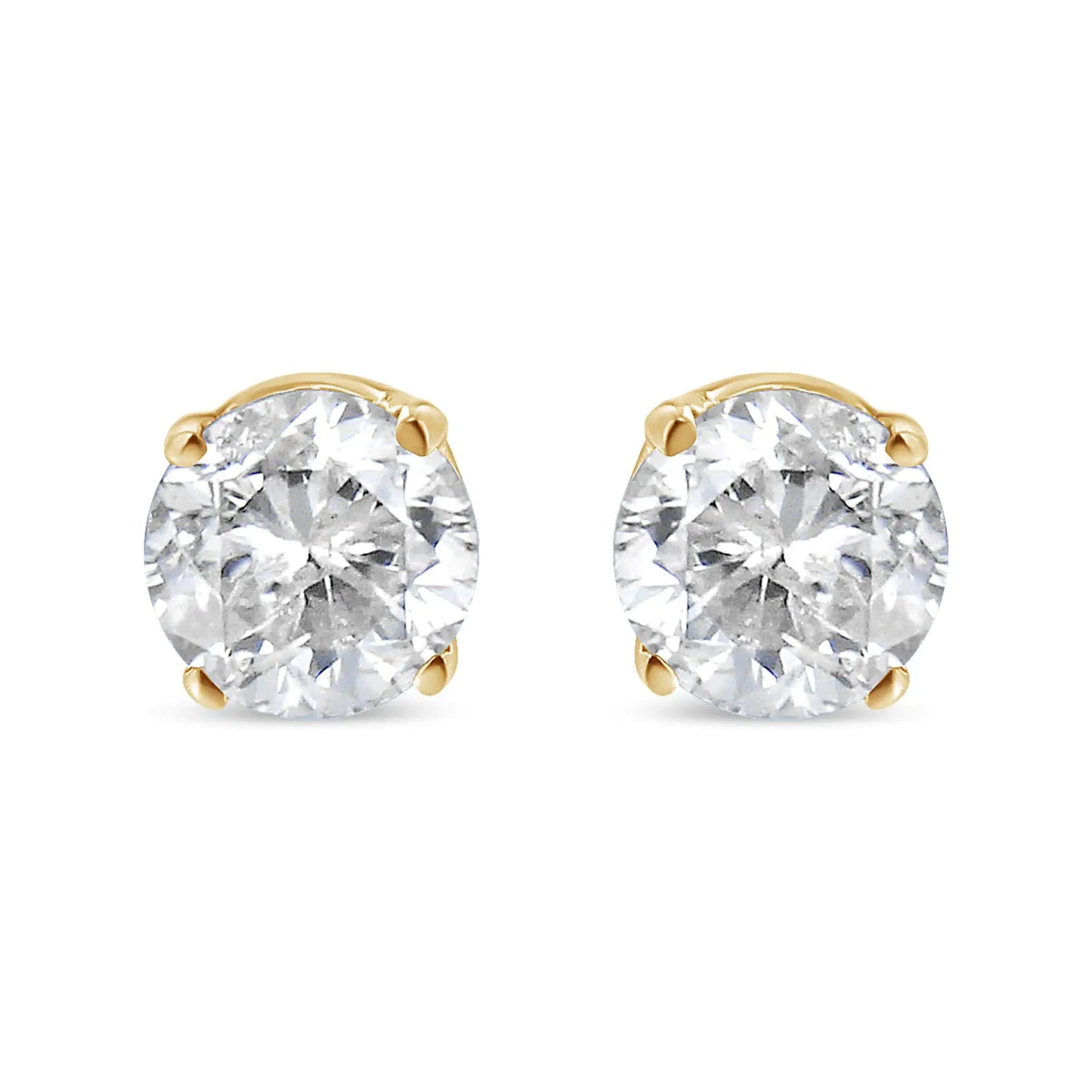 Yellow Gold Brilliant Solitaire Diamond Stud Earrings