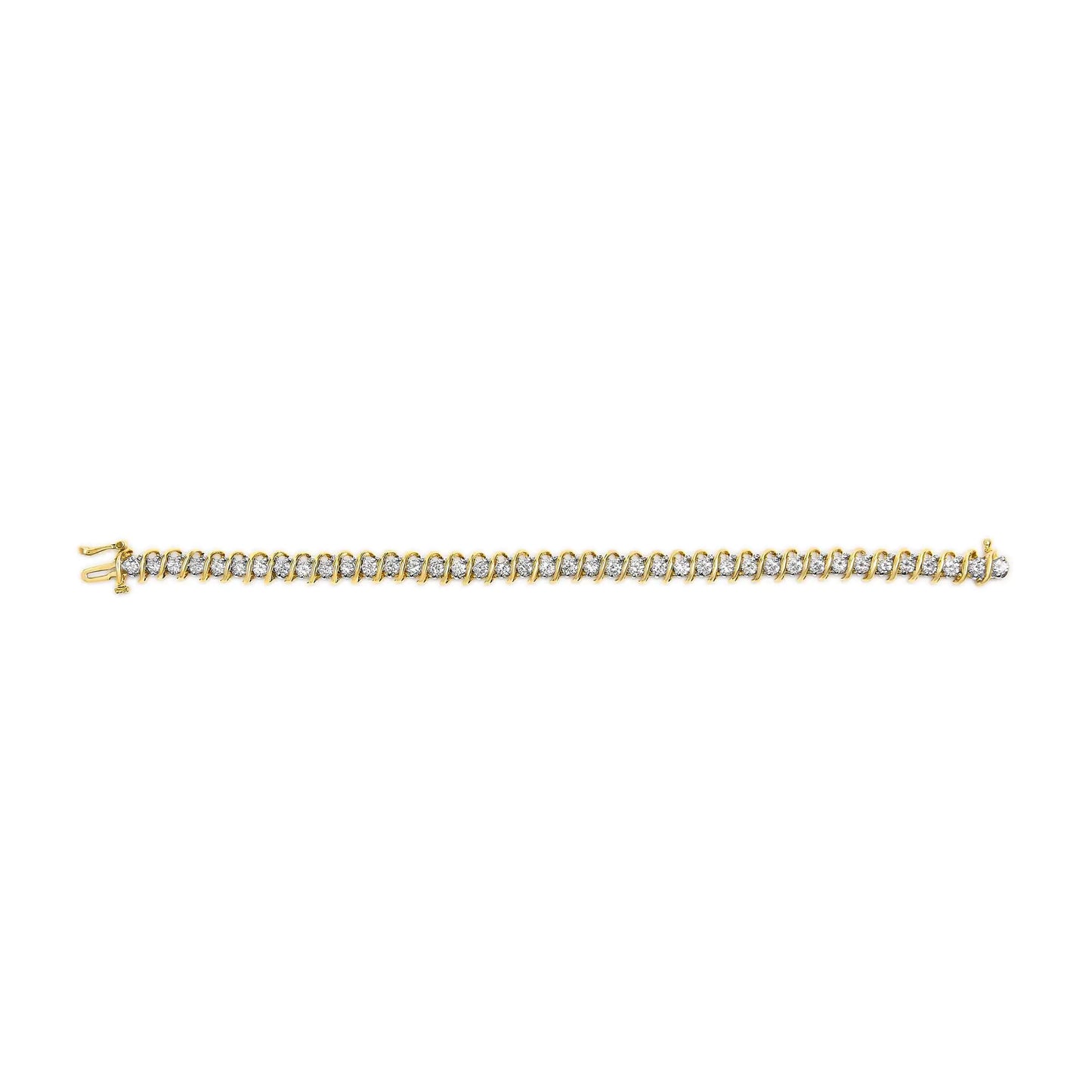 Yellow Gold Round-Cut Diamond S-Link Tennis Bracelet