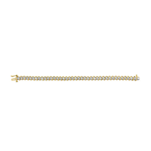 Yellow Gold Round-Cut Diamond S-Link Tennis Bracelet