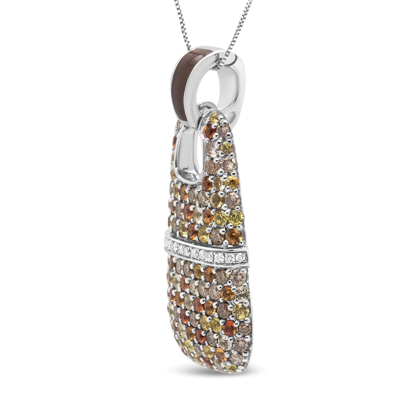 Silver Diamond and Sapphire Statement Pendant Necklace