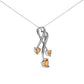 Silver Three-Stone Heart-Shape Citrine and Diamond Accent Spiral Drop Pendant Necklace