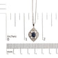 Silver Oval Blue Sapphire and Diamond Accent Art-Deco-Style Shield-Shaped Pendant Necklace