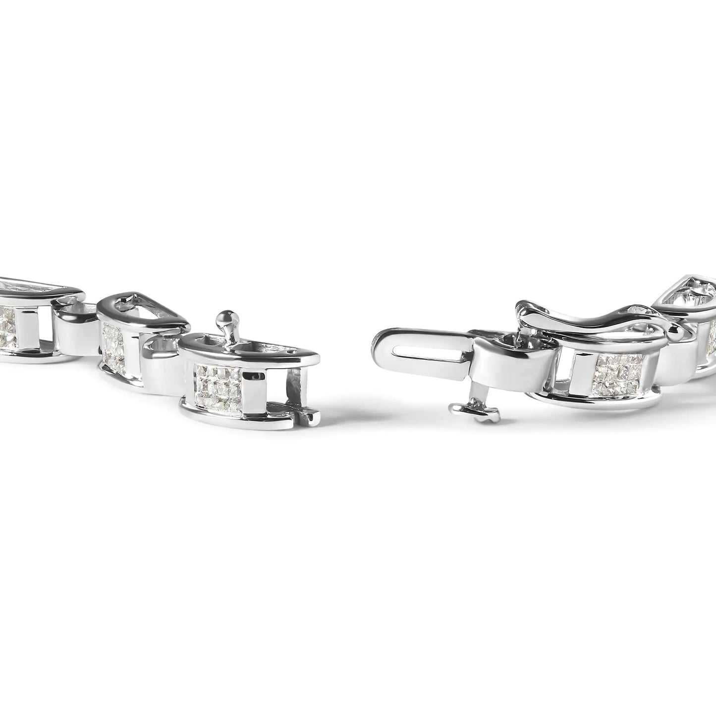 White Gold Diamond Rectangular-Link Bracelet