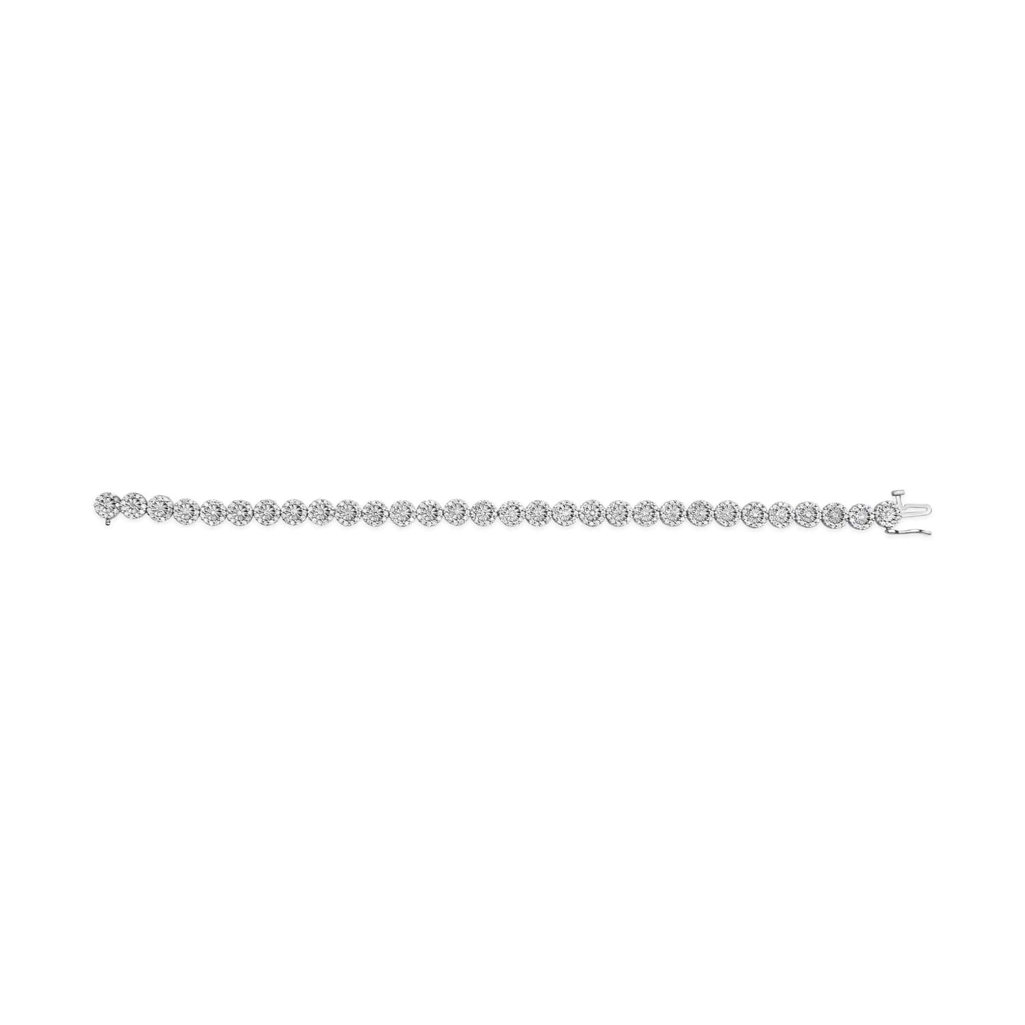 White Gold Diamond Halo Link Tennis Bracelet