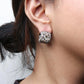 Black Rhodium-Plated White Gold Multi-Color Diamond Square-Domed Huggie Hoop Earrings