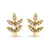 Yellow Gold Diamond-Accented Leaf-and-Branch Stud Earrings