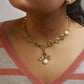 Yellow Gold Fancy-Yellow Rose-Cut Diamond Collar Necklace with Four-Leaf Clover Drop