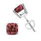 White Gold Lab-Grown Pink Cushion Four-Prong-Set Classic Diamond Solitaire Stud Earrings